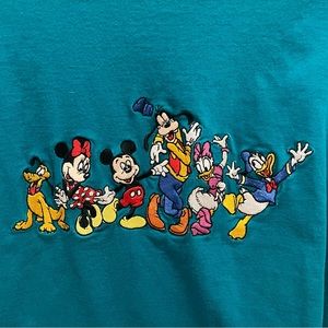 Vintage 90s Disney and Friends Embroidered Teal Shirt